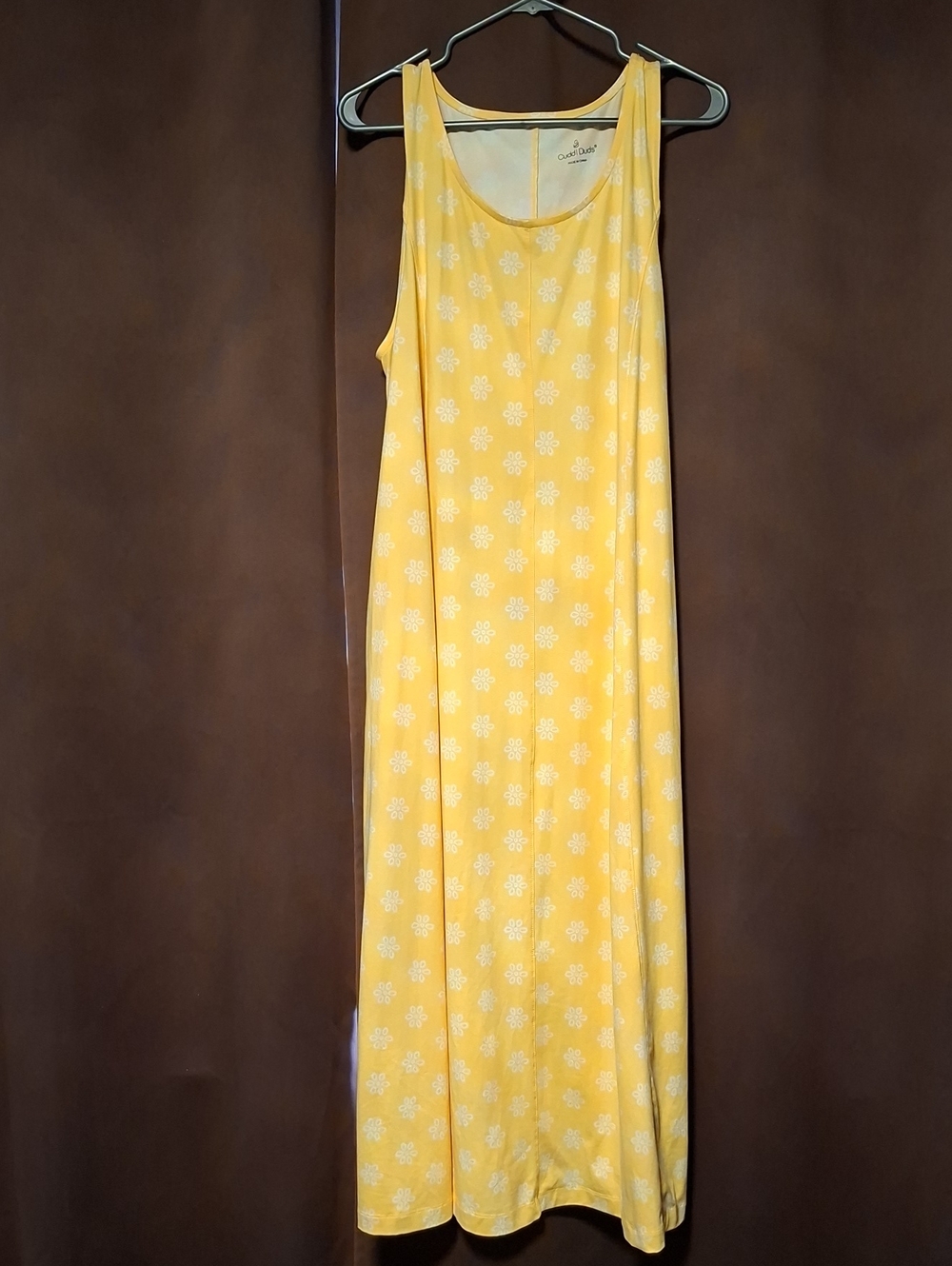 Cuddl Duds Yellow Floral‎ Sleeveless Maxi Dress